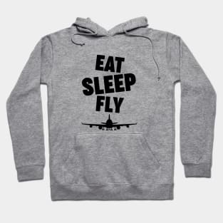 Eat, sleep, fly, reapeat with ariplane black design Hoodie